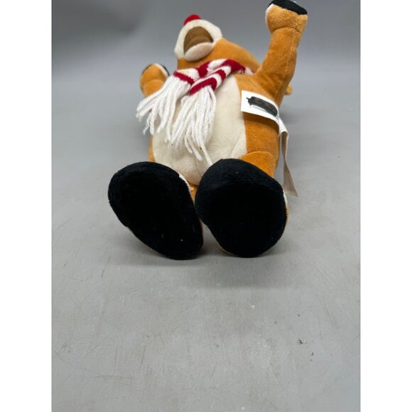 Gemmy Rudolph The Red-Nosed Reindeer Plush Toy With Santa Hat & Scarf 13' READ - Picture 7 of 9